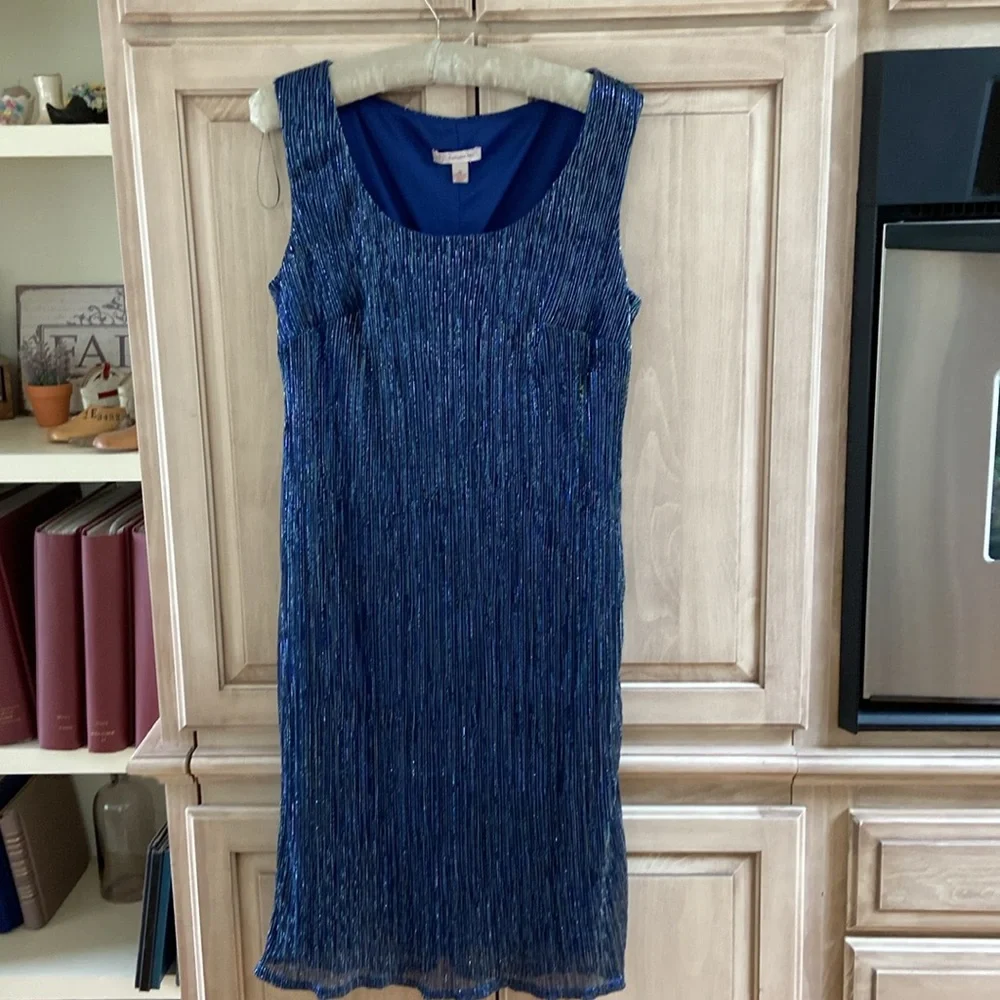 Db Elegant Blue Pleated Jacket and Dress Set sz 10 - Picture 5 of 9